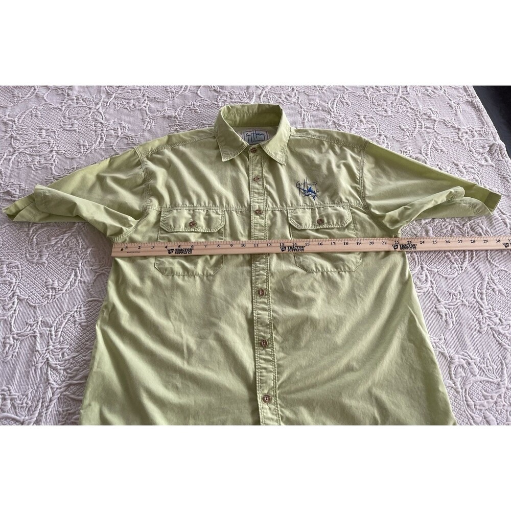 Guy Harvey AFTCO Vented Fishing Shirt Logo S/S Embroidered Green Mens Sz Medium - Picture 8 of 14